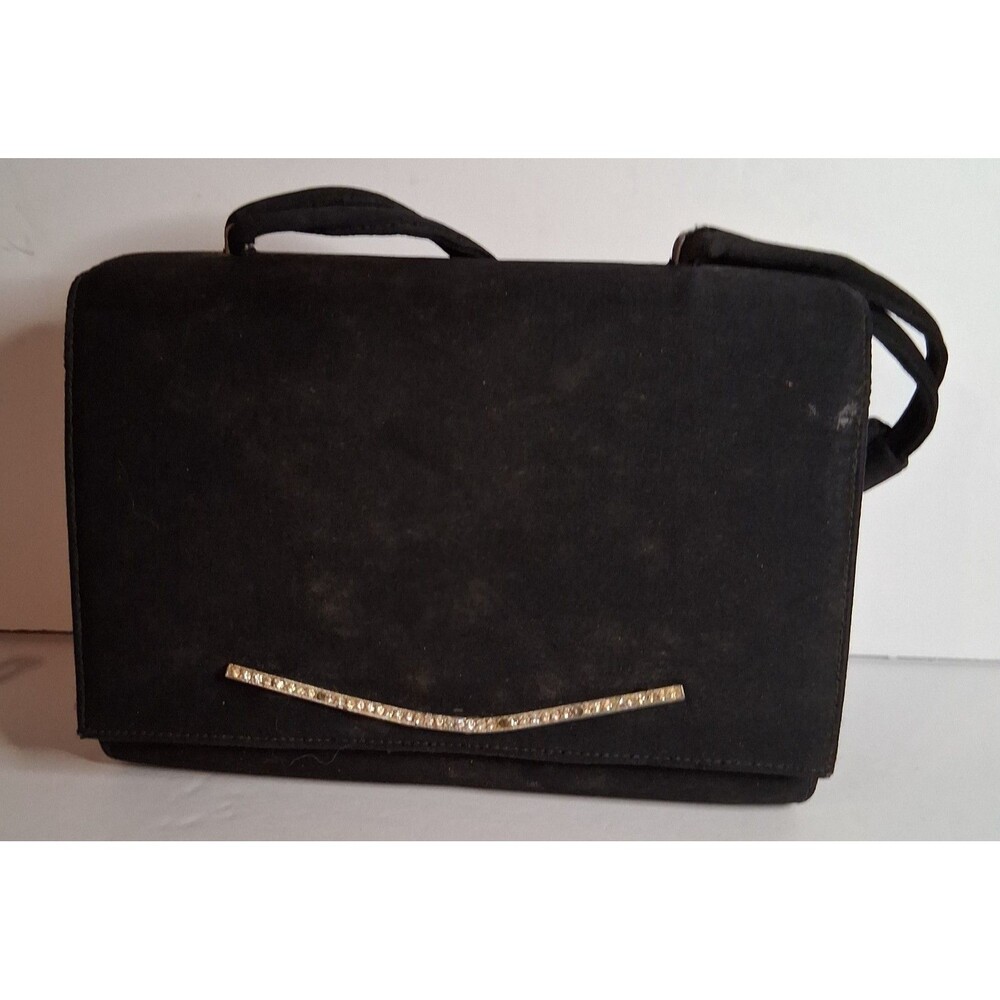 Vintage Crown Lewis black fabric evening clutch/shoulder bag